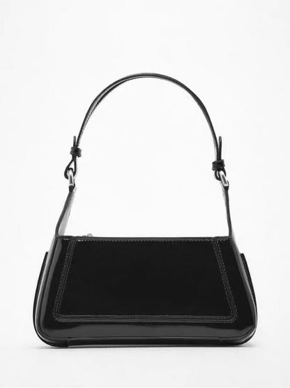 Square Faux Patent Finished Shoulder Bag