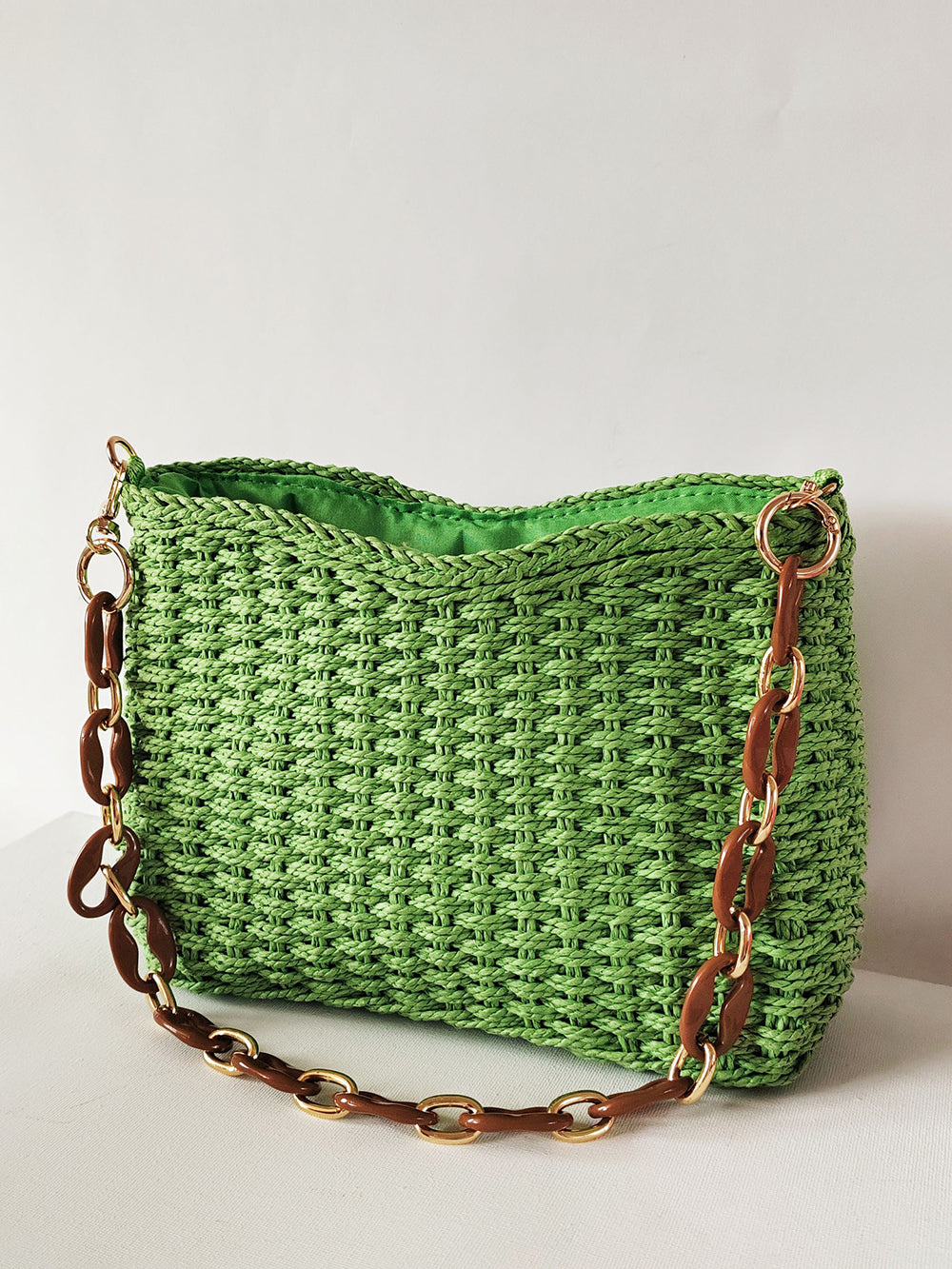 Square Chain Straw Bag