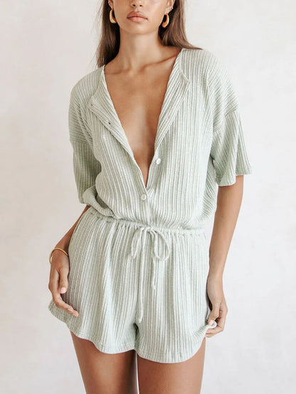 Loose Buttoned Loungewear Jumpsuit