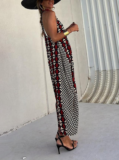 Ethnic Unique Print Lantern Cut Tank Maxi Dress