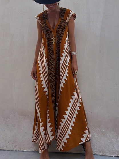 Shannon Bohemian Aztec Print Maxi Dress