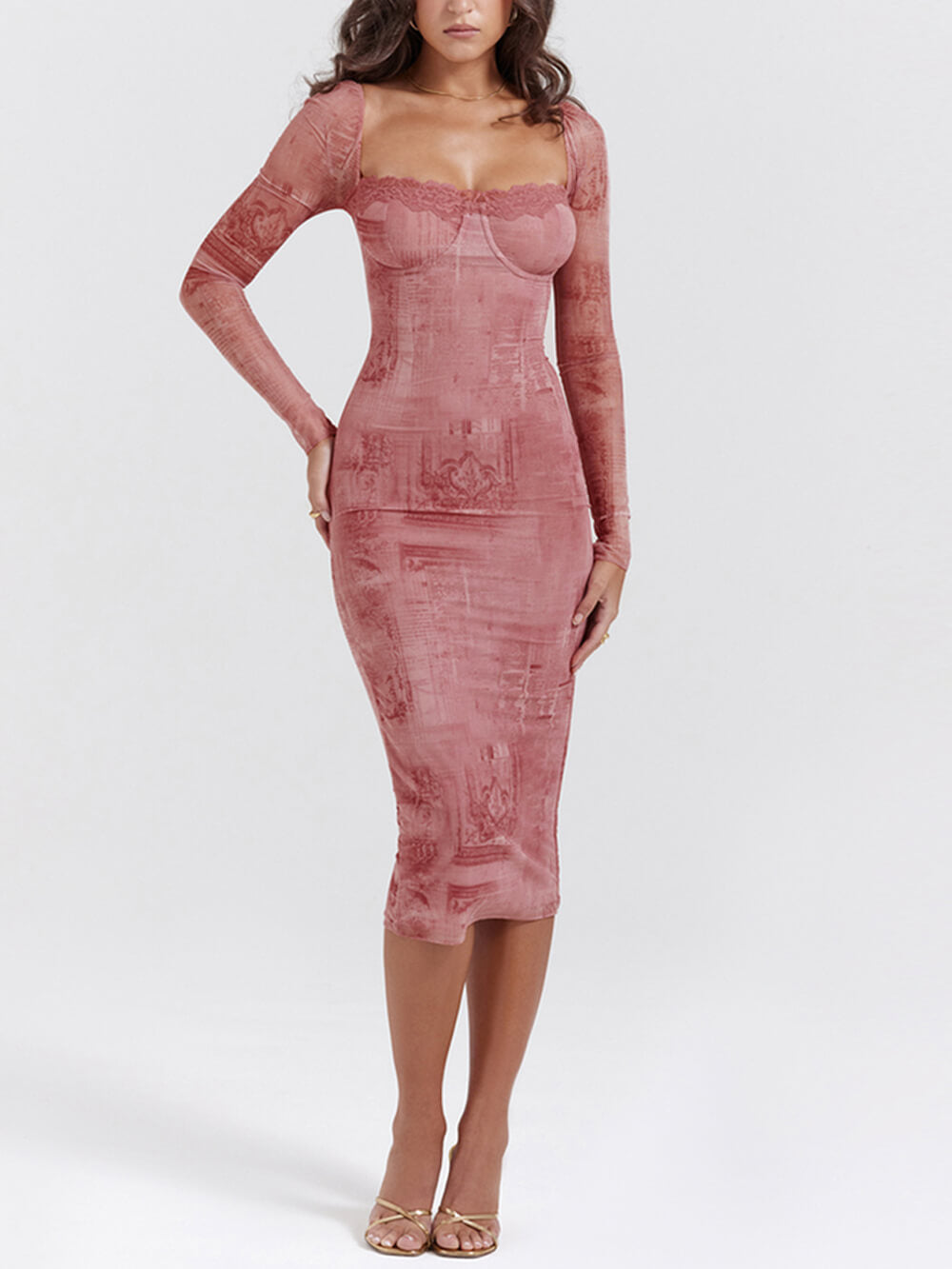 Pink Print Corset Dress