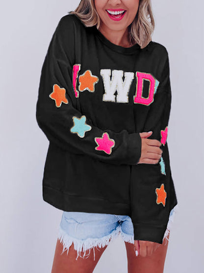 Fashion Letter Star Print Sweatshirt