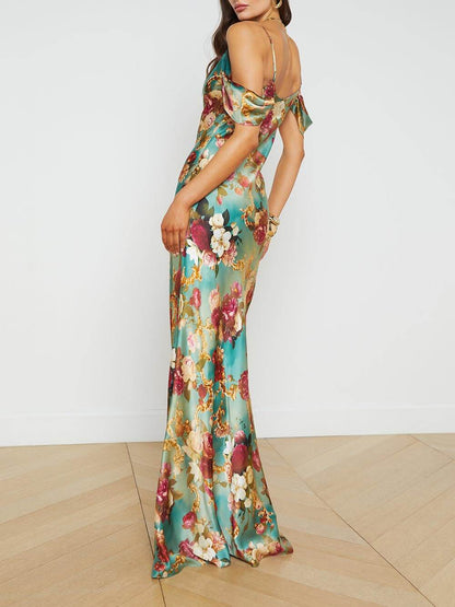 Radiant Off-The-Shoulder Printed Maxi Dress