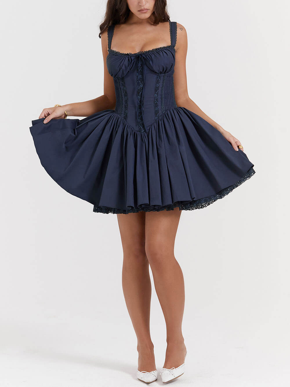 French Navy Corset Mini Dress