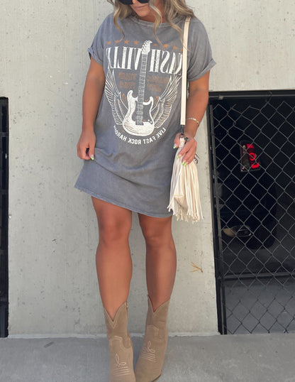 Nashville Mineral Washed Graphic Tee Dress