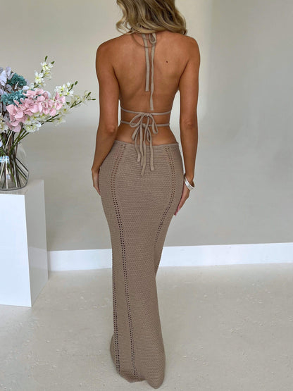 Sexy Backless Wrap Chest Midi Dress