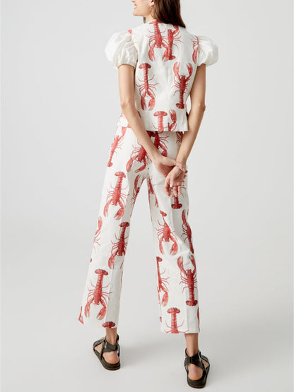 Lobster Print Straight Pants