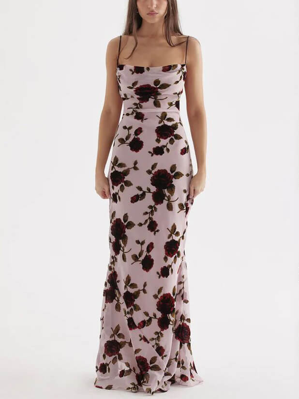 Rose Backless Maxi Dress