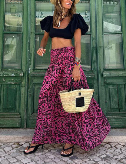 Resort Style Casual Printed Skirt