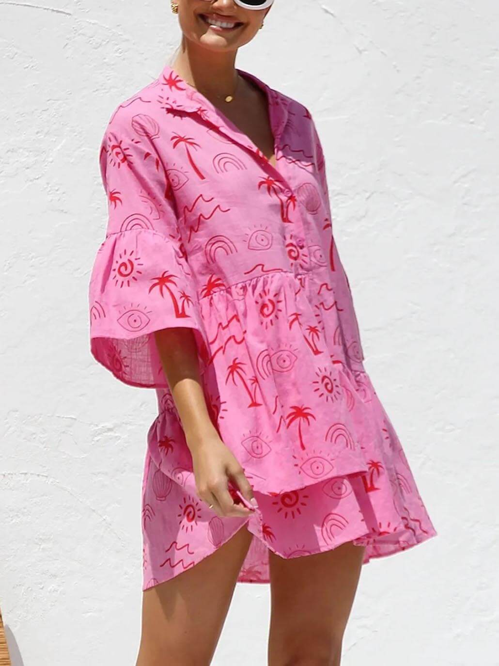 Ethnic Style Loose Shirt Short Dress