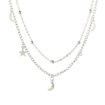 Star & Moon Multi Layer Necklace